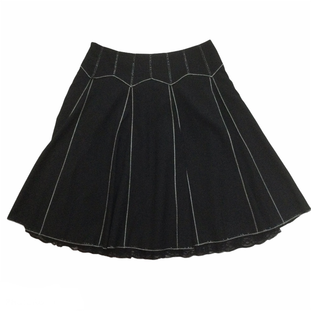 Black A-Line Skirt with Contrast Stitching
